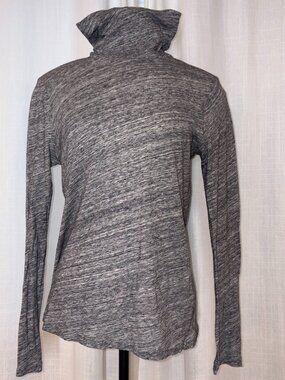 J Crew Cotton Turtle Neck Heathered Grey And White
